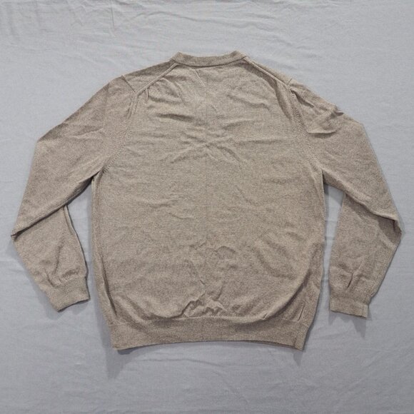 Nordstrom Sweater Mens Large Beige V Neck Extra Fine Merino Wool Pullover Knit - Picture 2 of 8